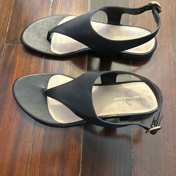 Stuart Weirzman Santorini Sandal - Black Leather - Size 8